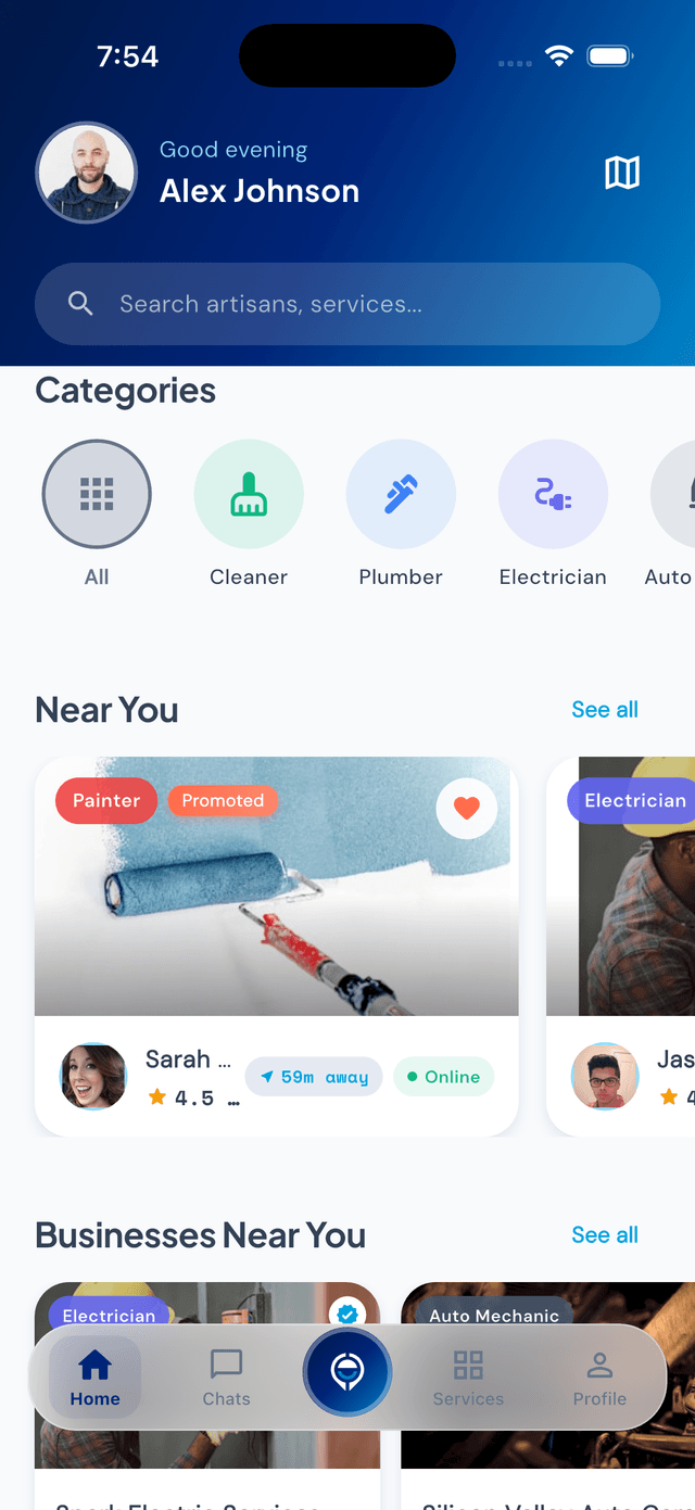BlueColr app home screen